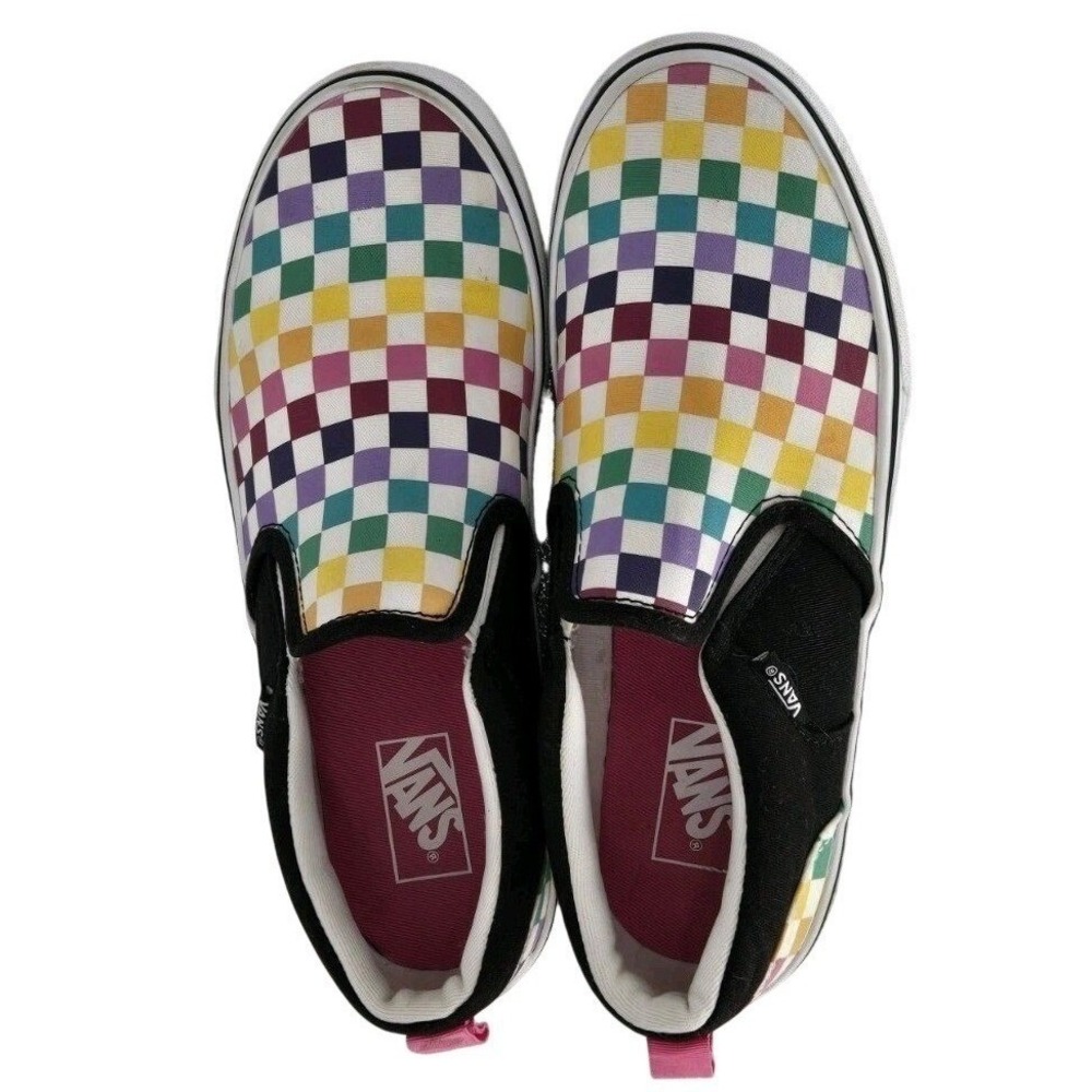 Vans Missy 5.5 Multi-Color Checkerboard Black Slip On Skate Shoes 500714